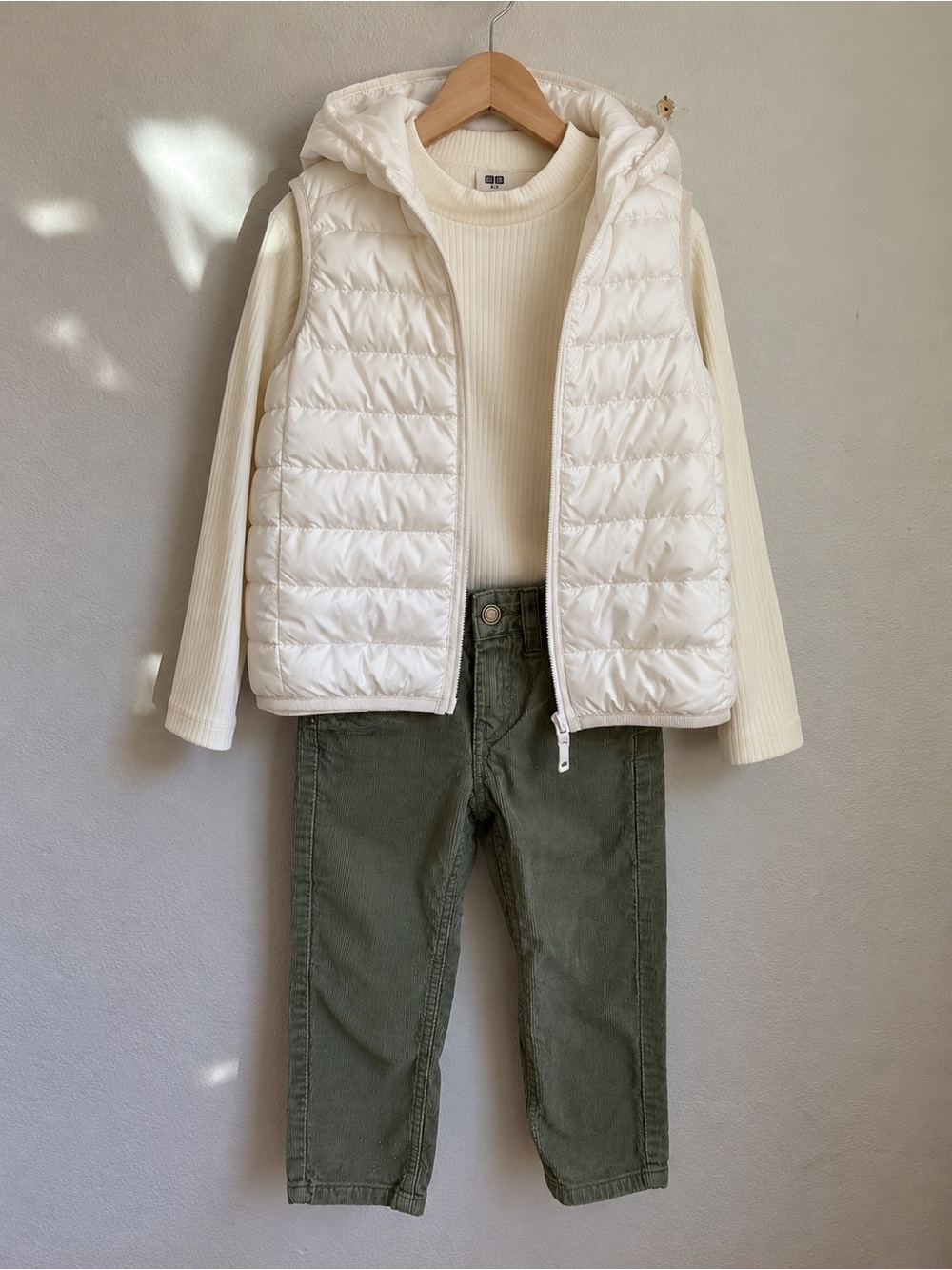 Uniqlo H&M Kids 3pc Neutral Outfit Puffer Corduroy Pants 4-5